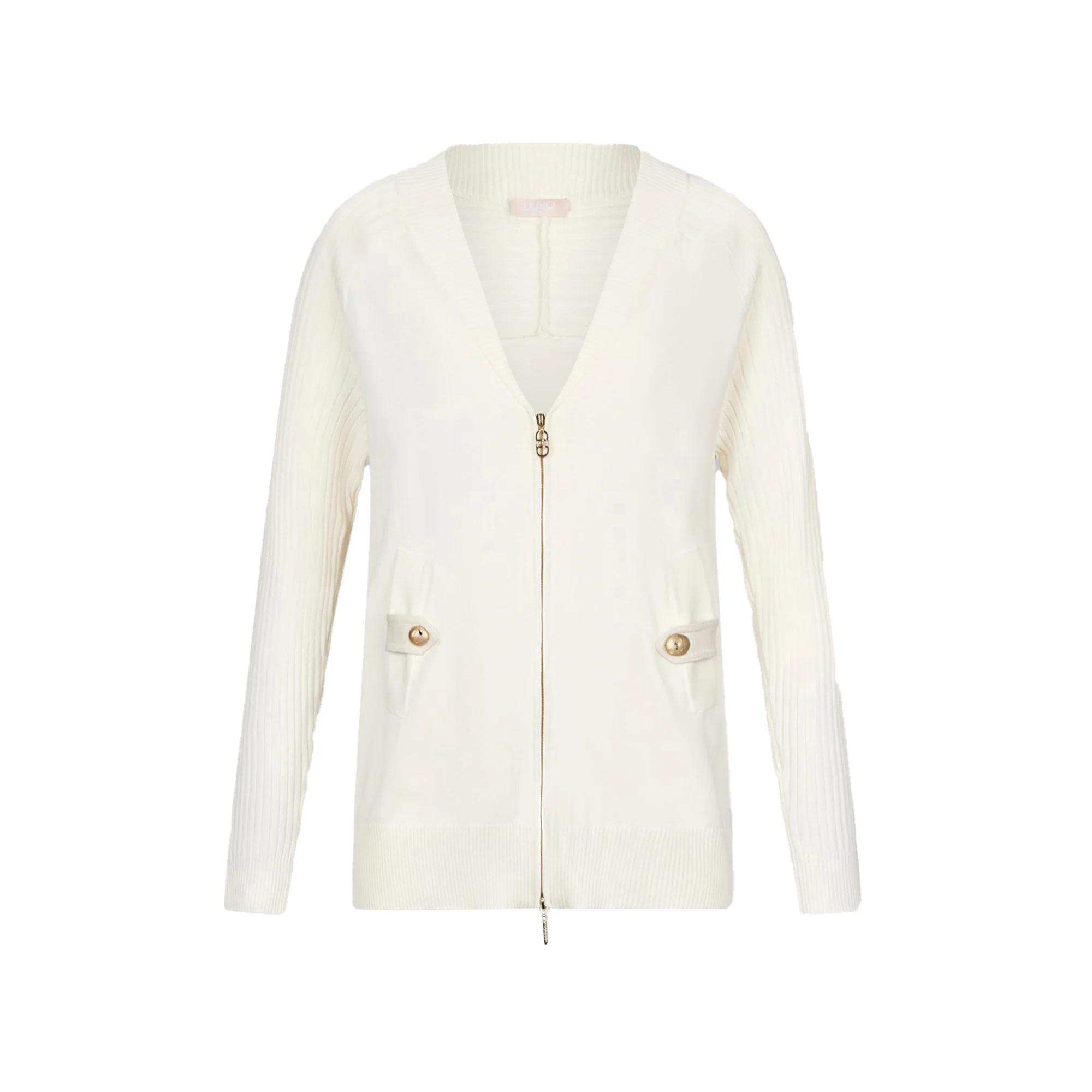 Cardigan Donna in maglia con zip Bianco - immagine 2