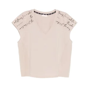 T-shirt Donna con Maniche ad Aletta Beige