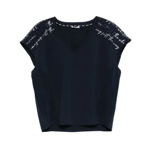 T-shirt Donna con Maniche ad Aletta Nero