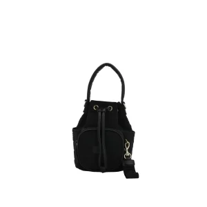 Borsa a secchiello medio in scuba nero