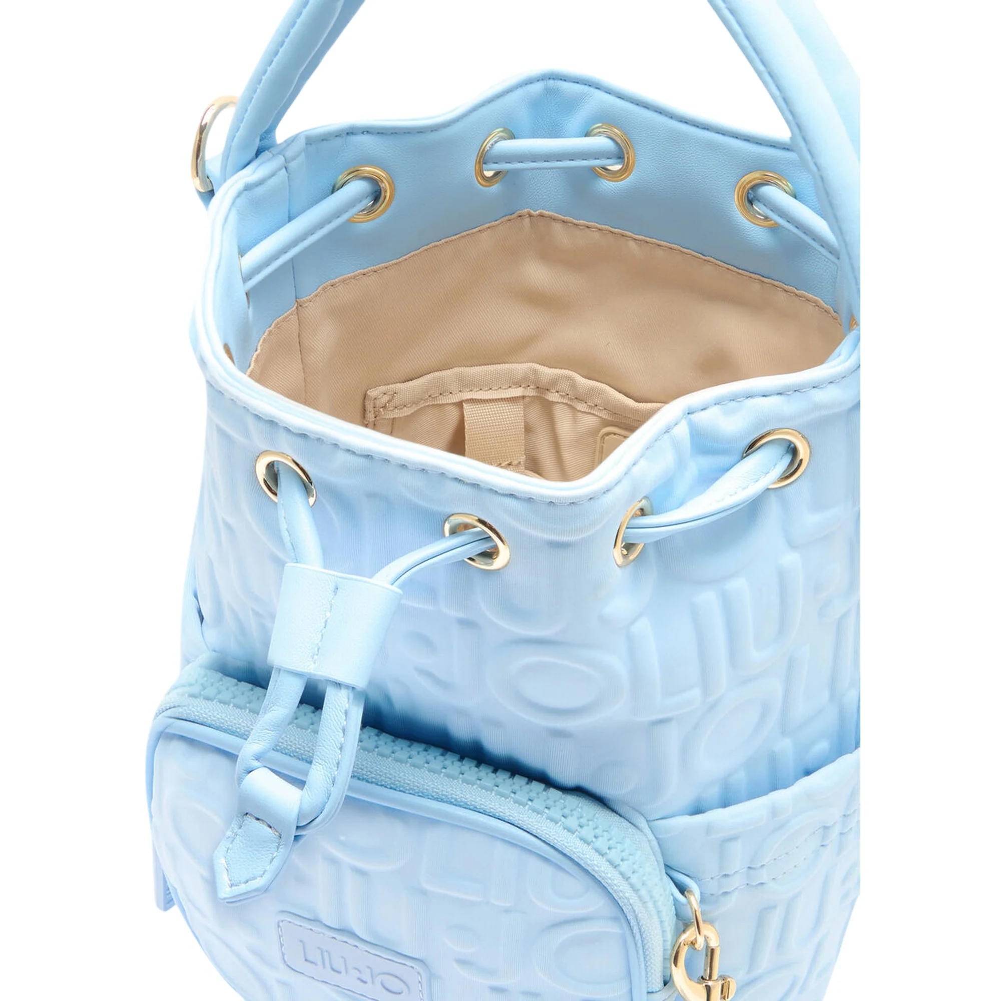 Borsa a secchiello medio in scuba azzurro - immagine 4