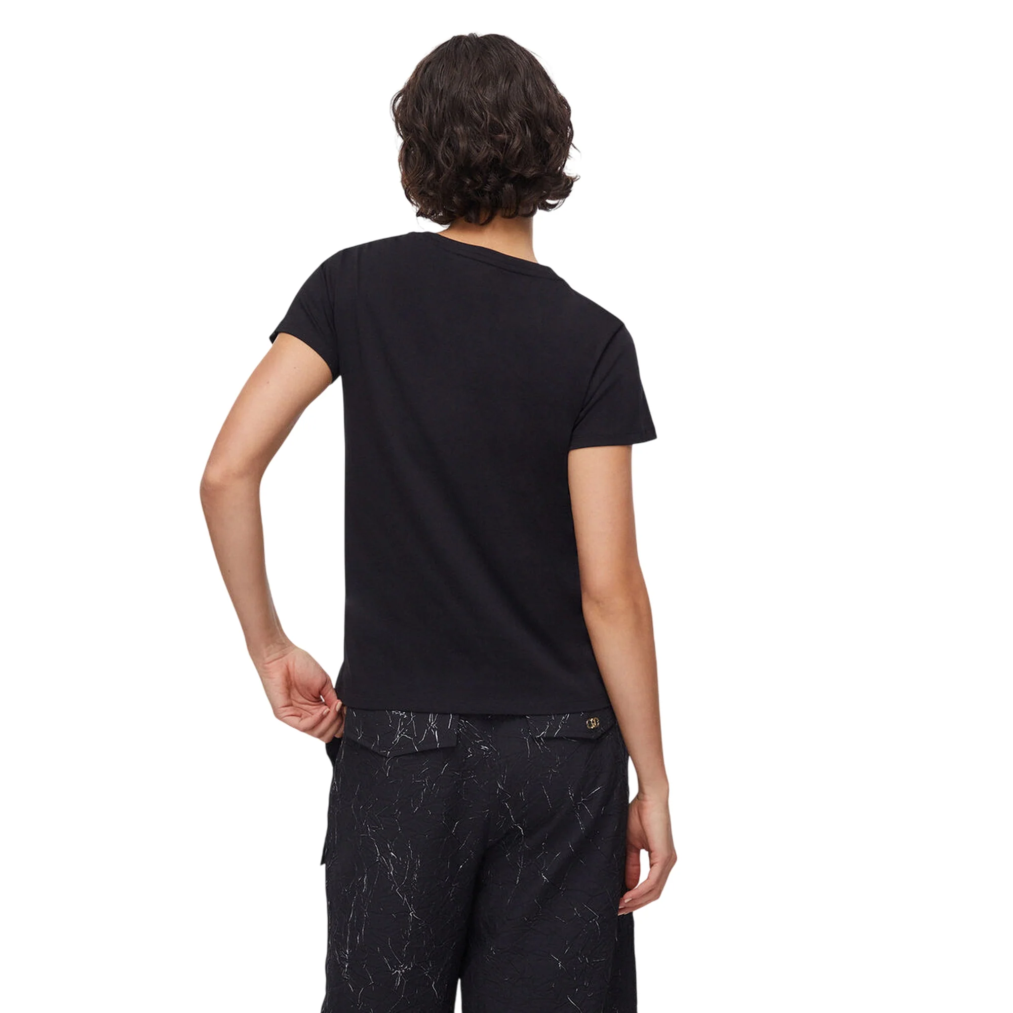 T-shirt Donna con logo lineare con strass bicolor - immagine 4