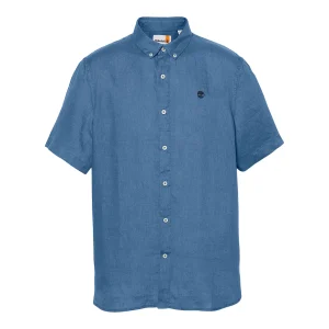 Camicia Uomo Maniche Corte in Lino Mill Brook Blu