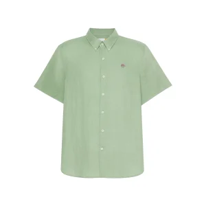 Camicia Uomo Maniche Corte in Lino Mill Brook Verde chiaro