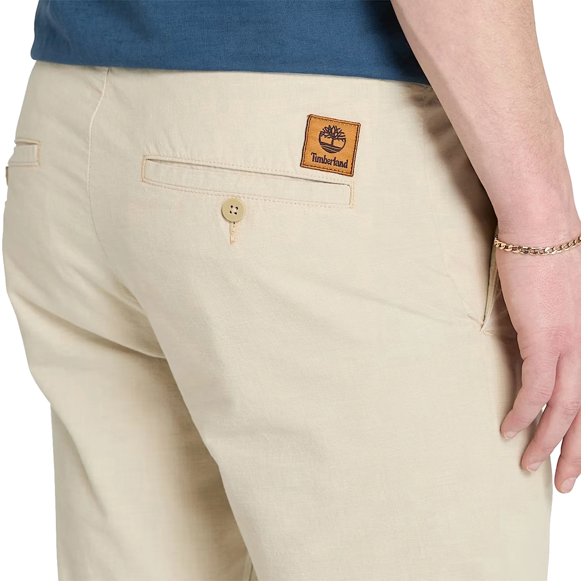 Pantaloni Joggers Uomo in Cotone e Lino Beige - immagine 5