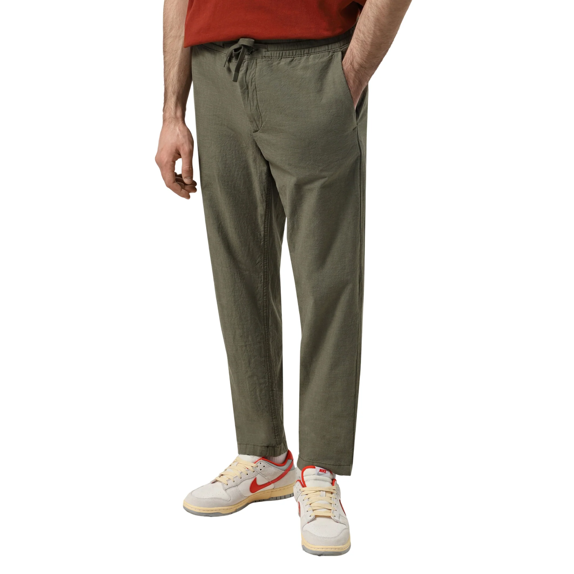 Pantaloni Joggers Uomo in Cotone e Lino Verde scuro - immagine 2