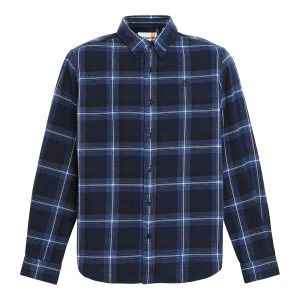 Camicia Uomo in flanella a quadri Blu scuro