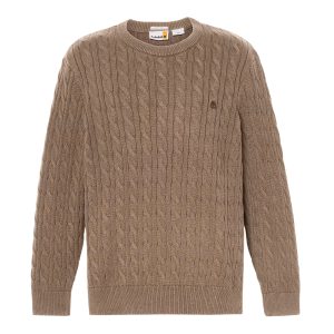 Maglione Uomo girocollo a trecce Williams River Marrone