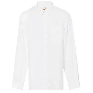 Camicia Uomo Mill Brook in lino con taschino Bianco