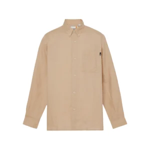 Camicia Uomo Mill Brook in lino con taschino Beige