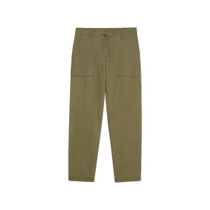 Pantaloni in Lino Utility Fatigue da Donna in verde