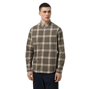 Camicia Uomo a quadri in popeline Beige