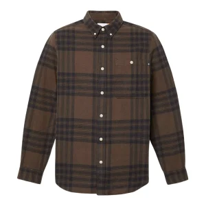 Camicia Uomo a quadri in flanella di medio peso marrone