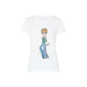 T-Shirt Donna a girocollo con stampa