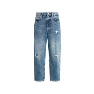 Jeans Donna straight con strass