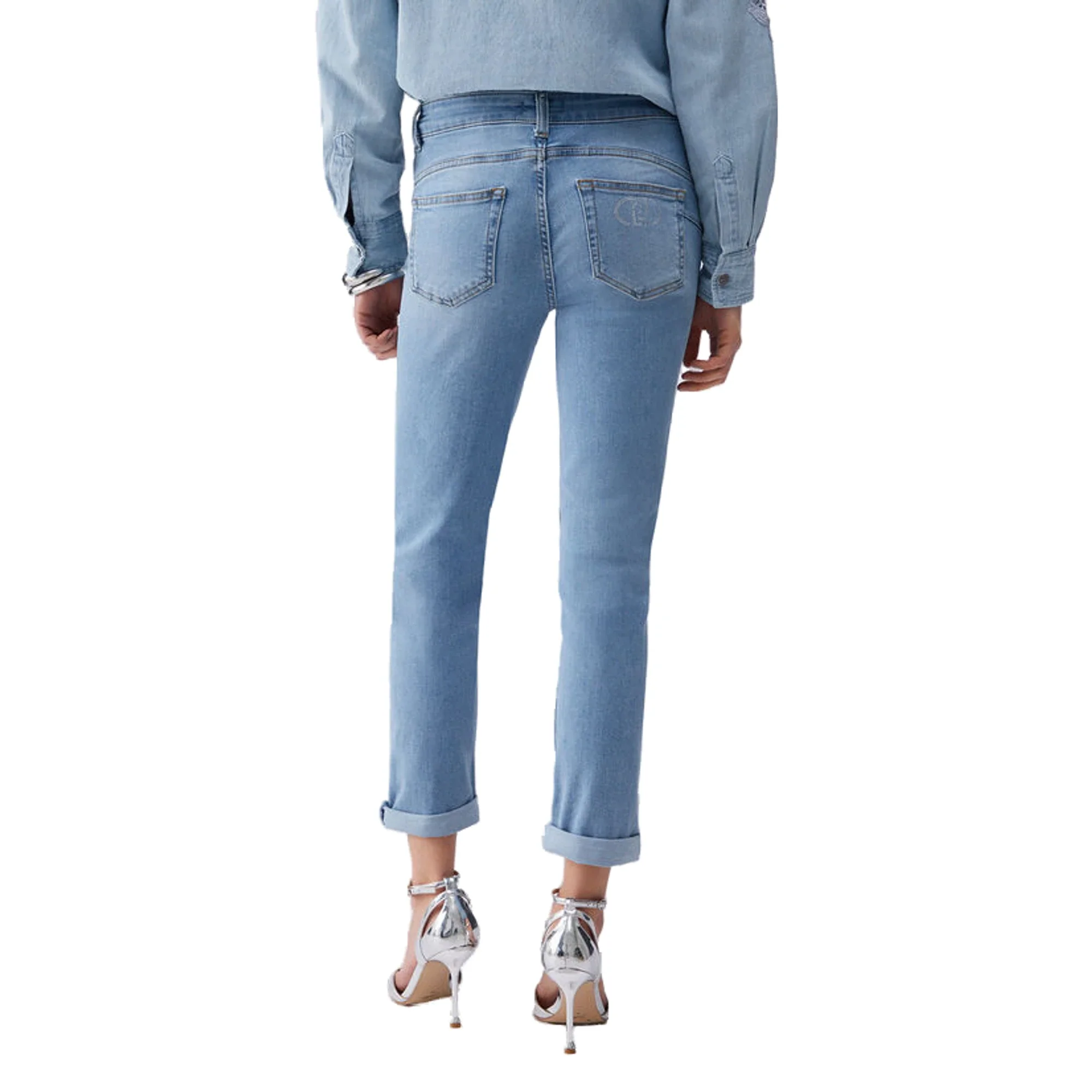 Jeans skinny Donna con risvolto in denim chiaro - immagine 4