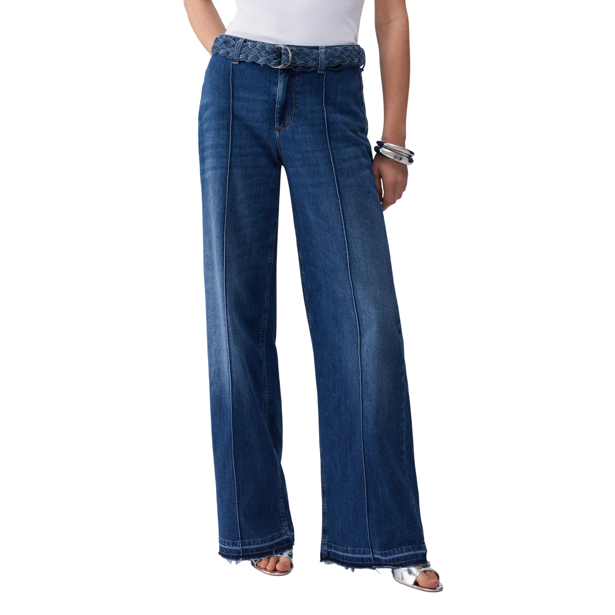 Jeans flare Donna con cintura intrecciata - immagine 3