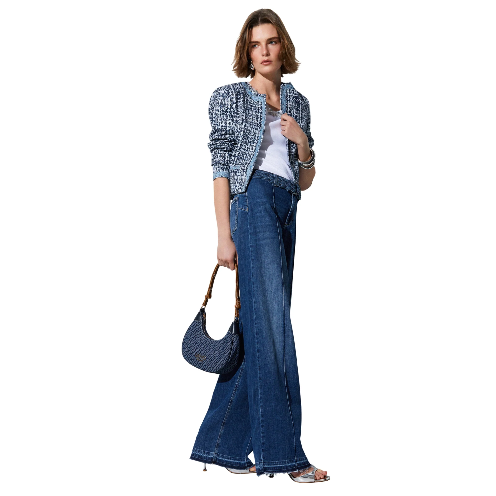 Jeans flare Donna con cintura intrecciata - immagine 6