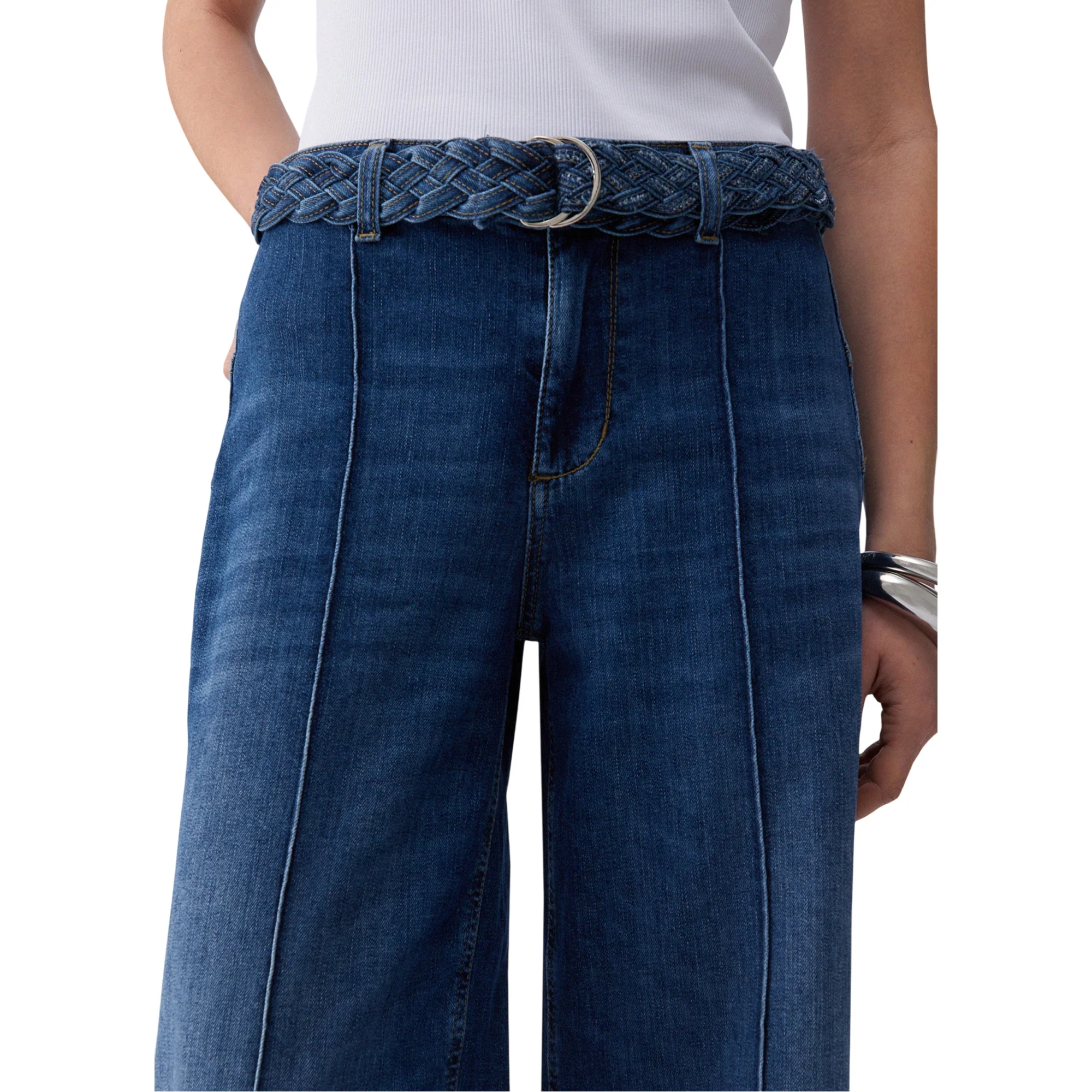 Jeans flare Donna con cintura intrecciata - immagine 5