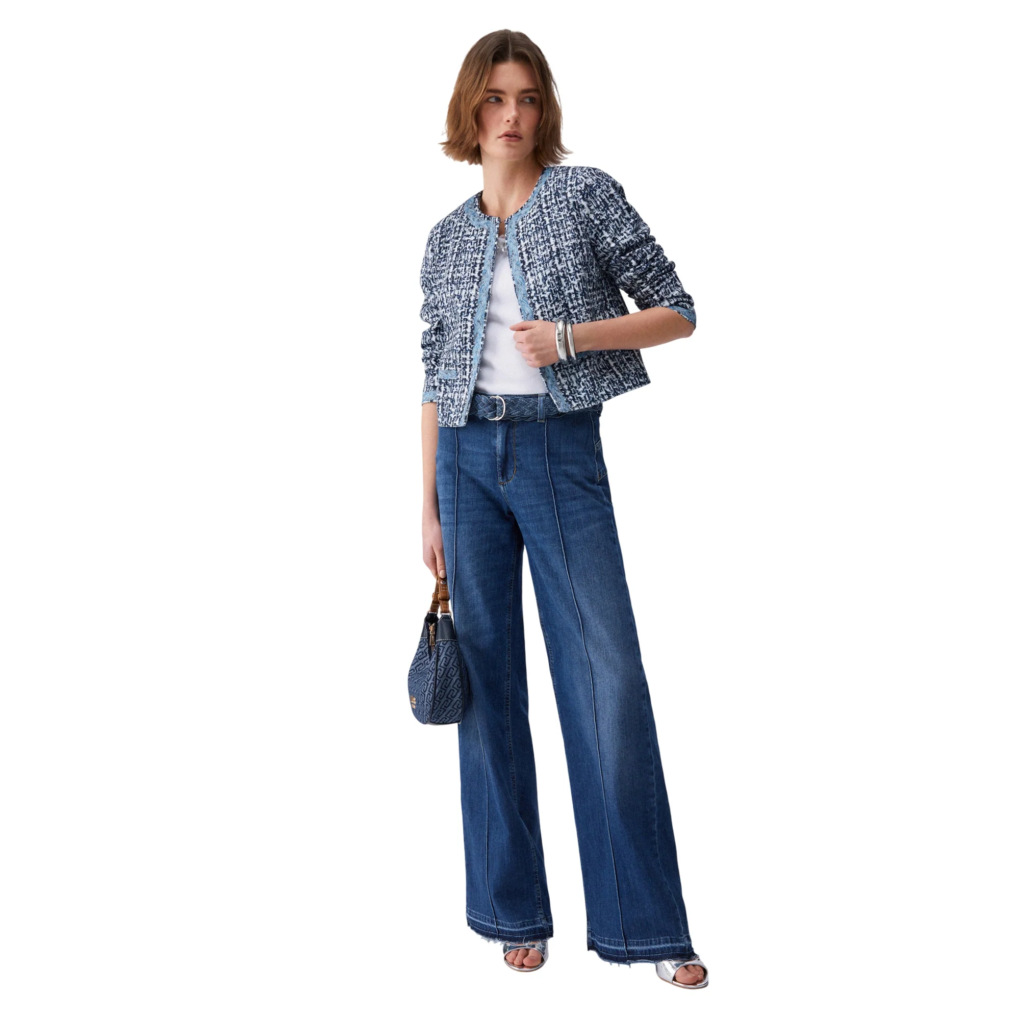 Jeans flare Donna con cintura intrecciata - immagine 8