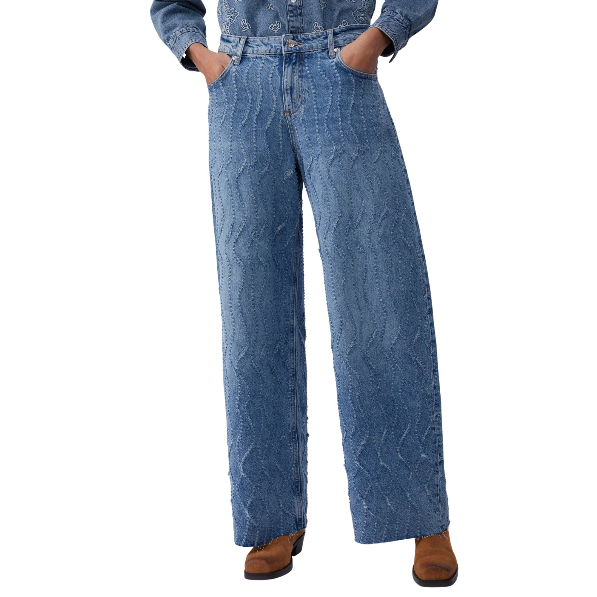 Jeans flare Donna con dettagli laserati - immagine 3