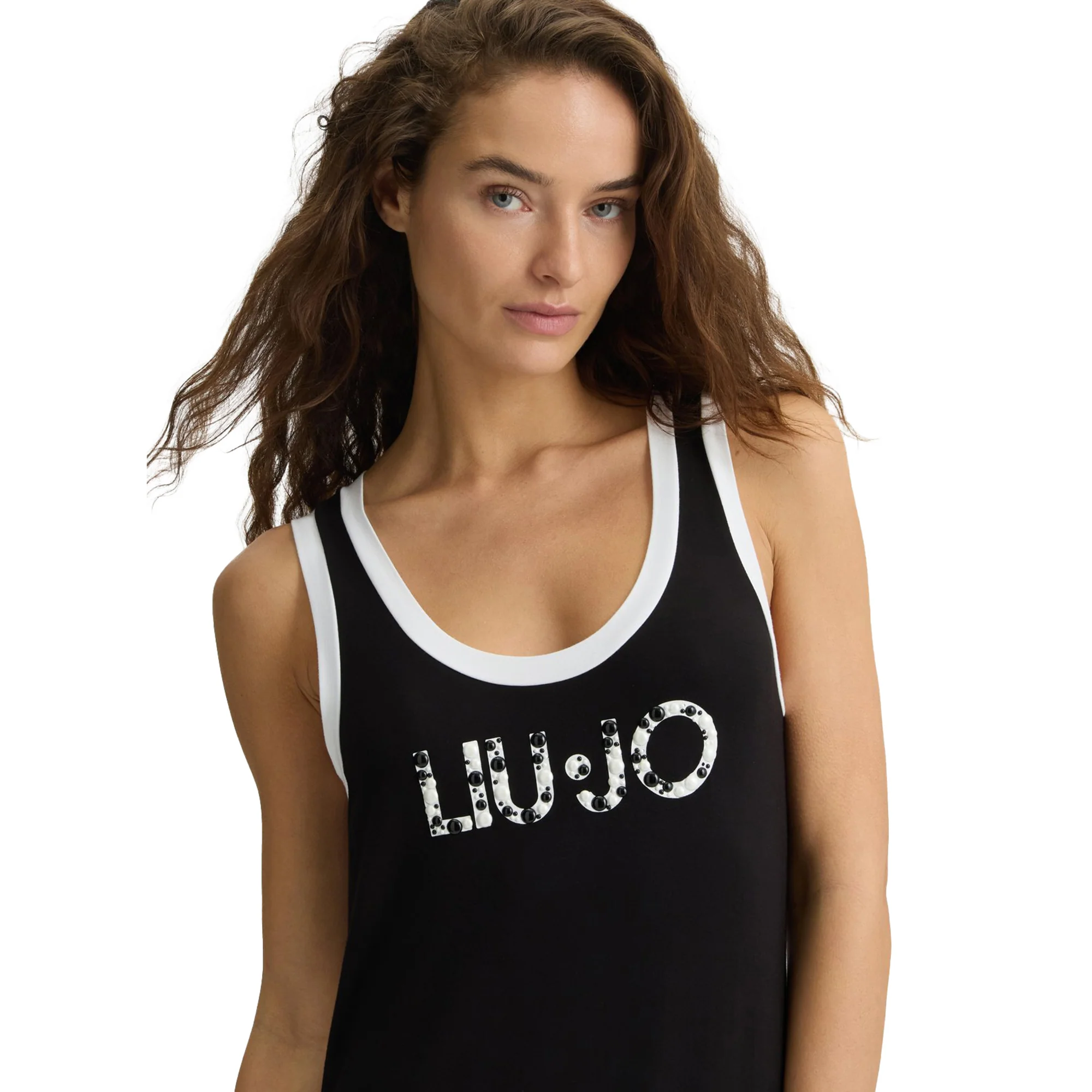 Abito lungo Nero da donna con logo frontale - immagine 5