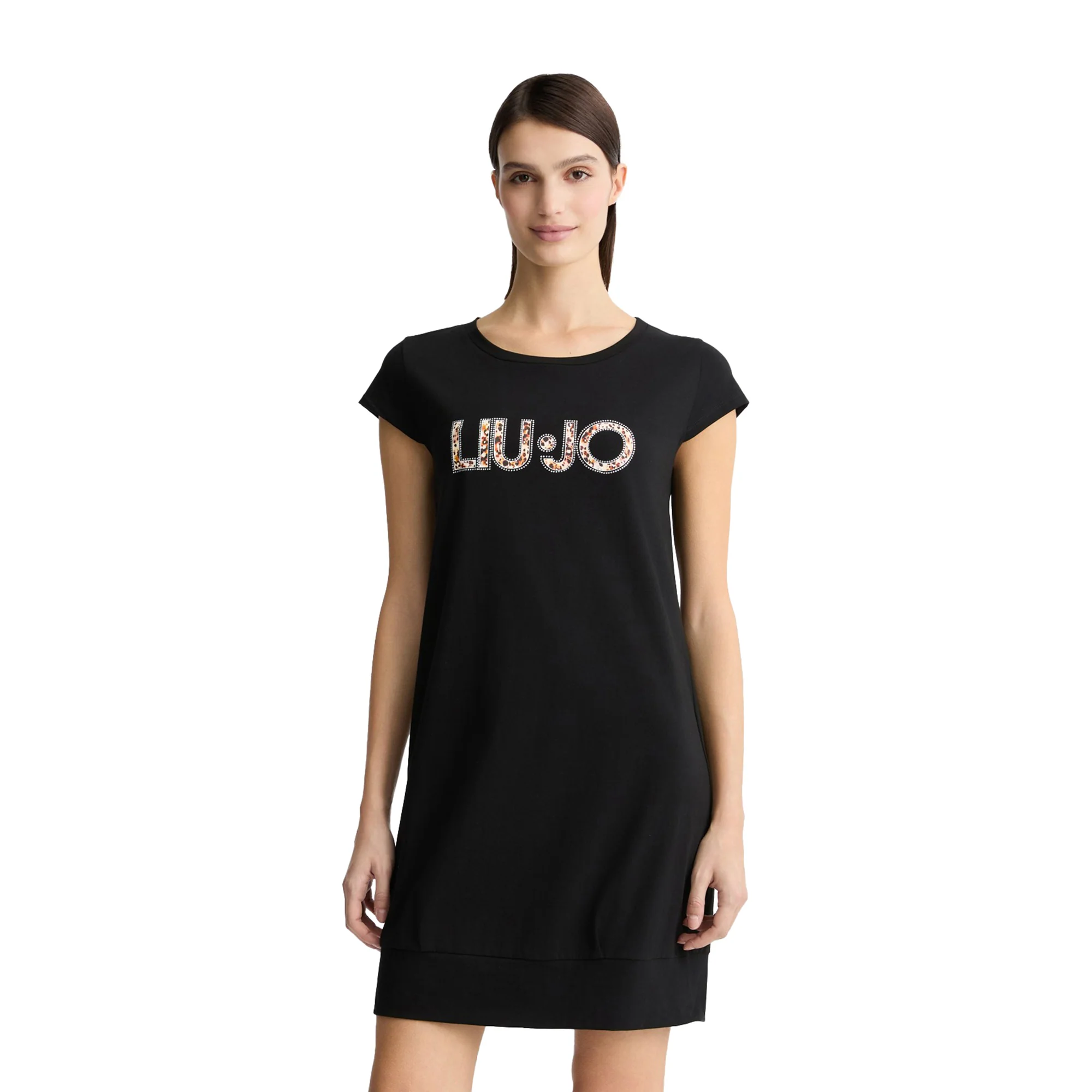 Abito Donna midi nero con logo e strass - immagine 3