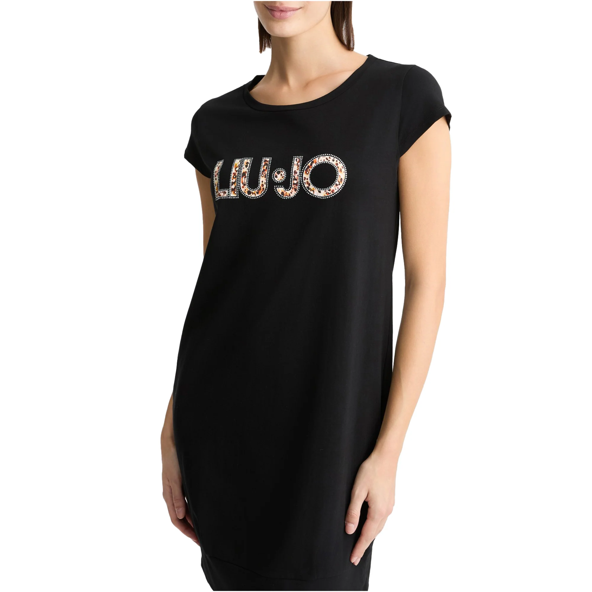 Abito Donna midi nero con logo e strass - immagine 5