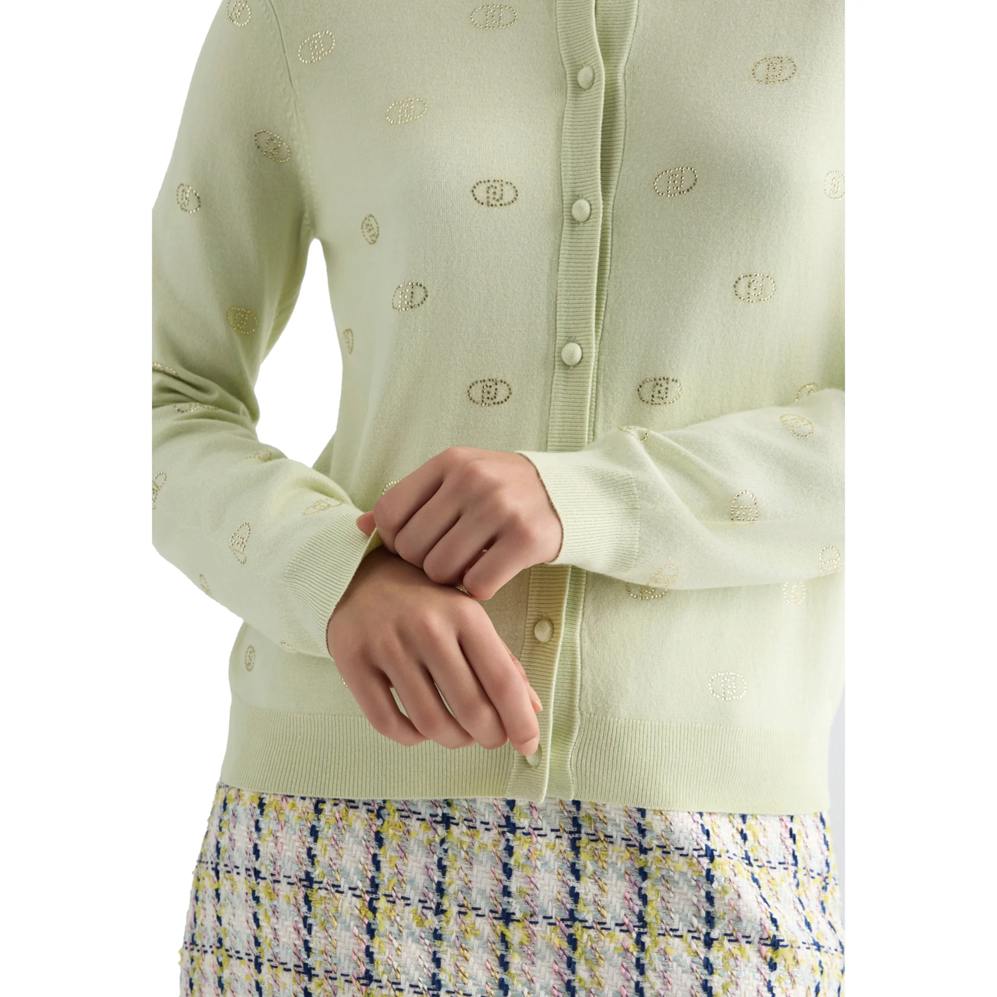 Cardigan Donna con logo e strass Verde - immagine 5