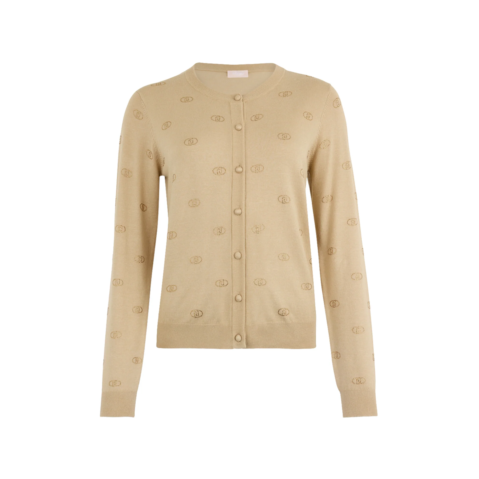 Cardigan Donna con logo e strass Beige - immagine 2