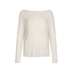 Maglia a coste Bianca con strass
