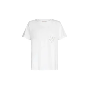 T-shirt da Donna con taschino e logo con perle