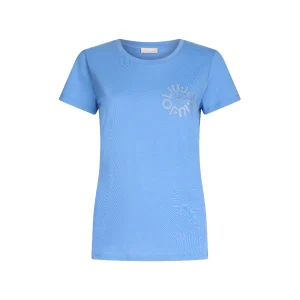 T-shirt Donna con logo e strass Azzurro