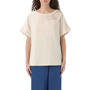 T-shirt Donna Beige con Orlo Dritto