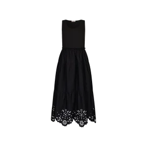 Abito Donna Nero con ricami al fondo