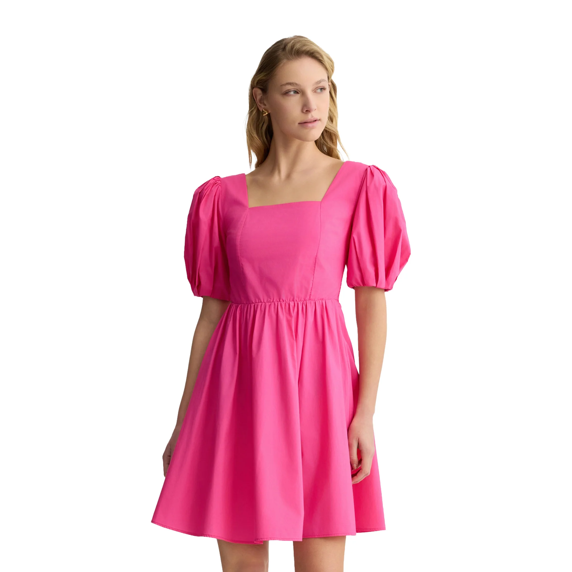 Abito corto Donna in popeline Rosa - immagine 3