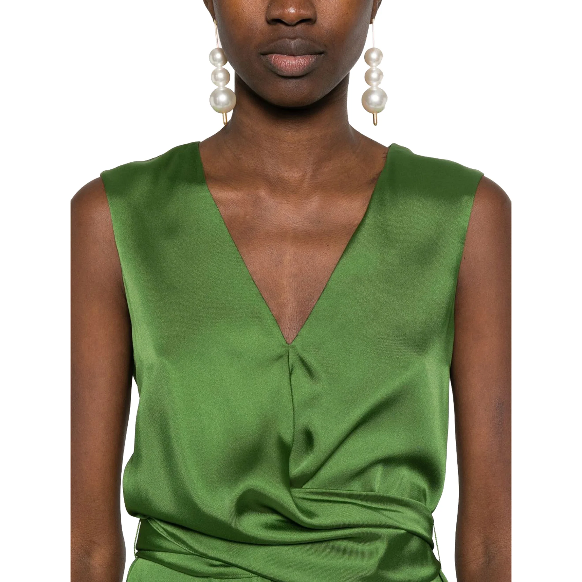 Abito Midi Donna in raso verde - immagine 6