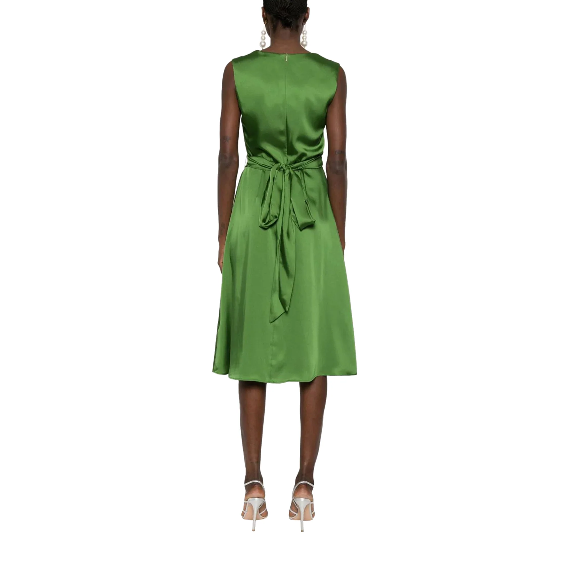 Abito Midi Donna in raso verde - immagine 5