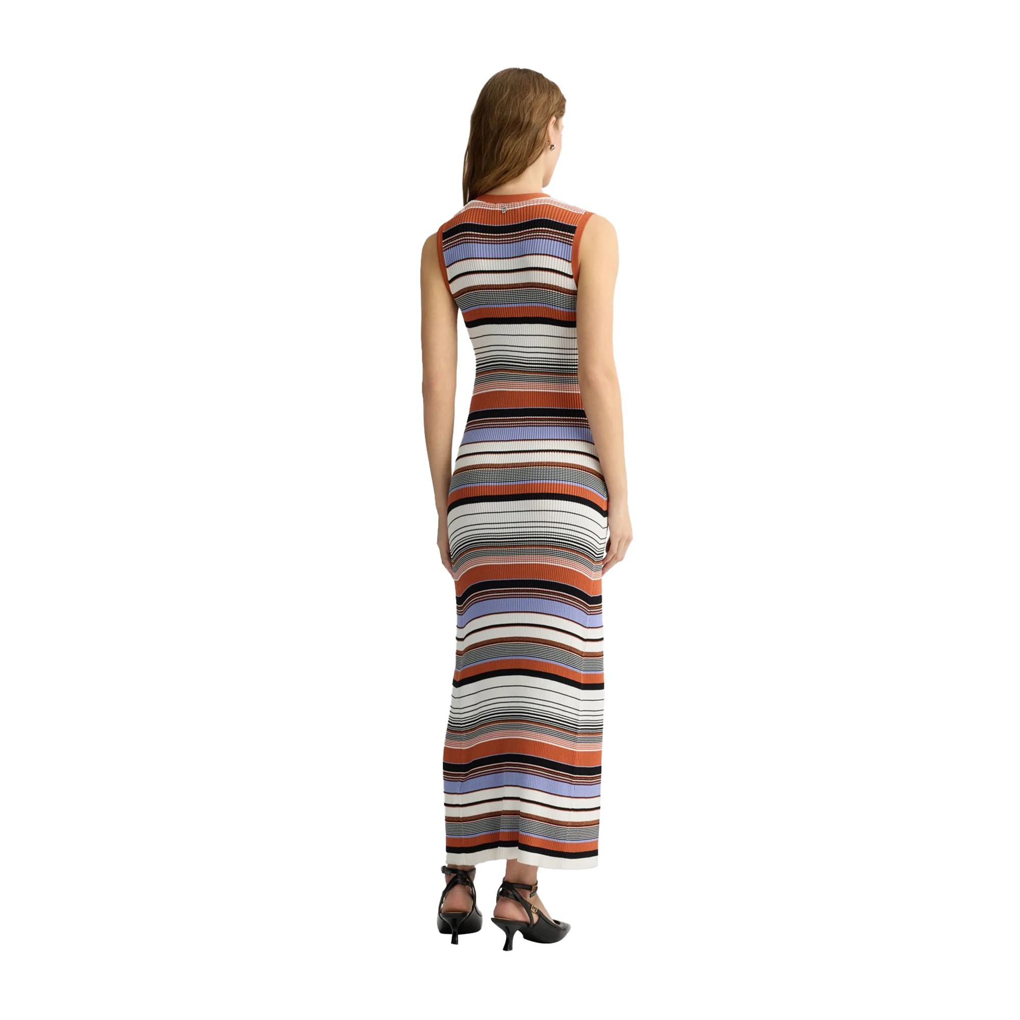 Abito in maglia lungo da donna a righe - immagine 4