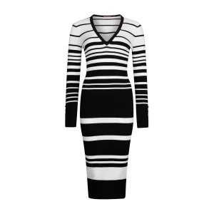 Abito Donna in maglia a righe bianco/nero