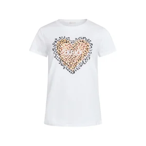 T-shirt Donna Bianca con cuore animalier