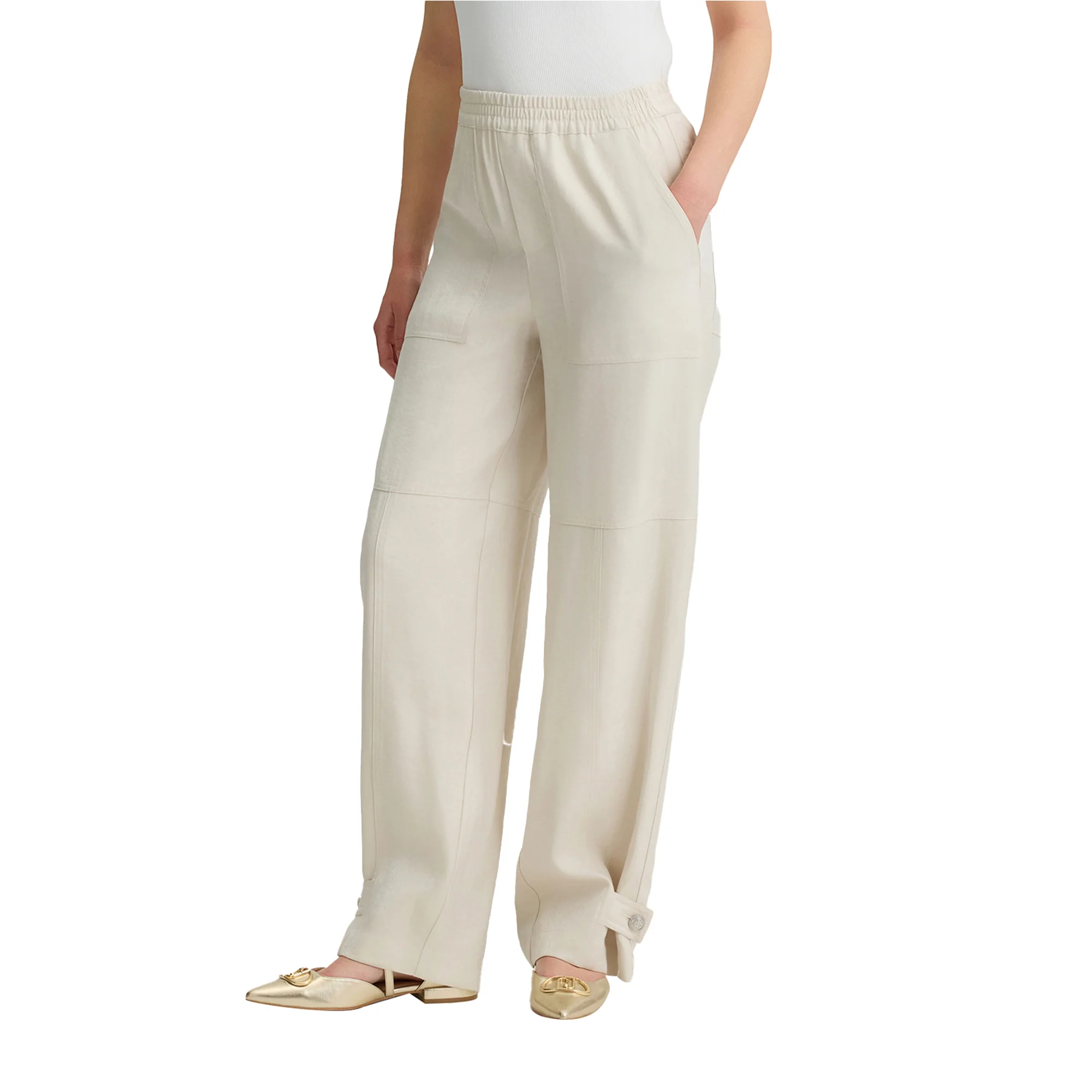 Pantaloni jogging da donna in misto viscosa Beige - immagine 2