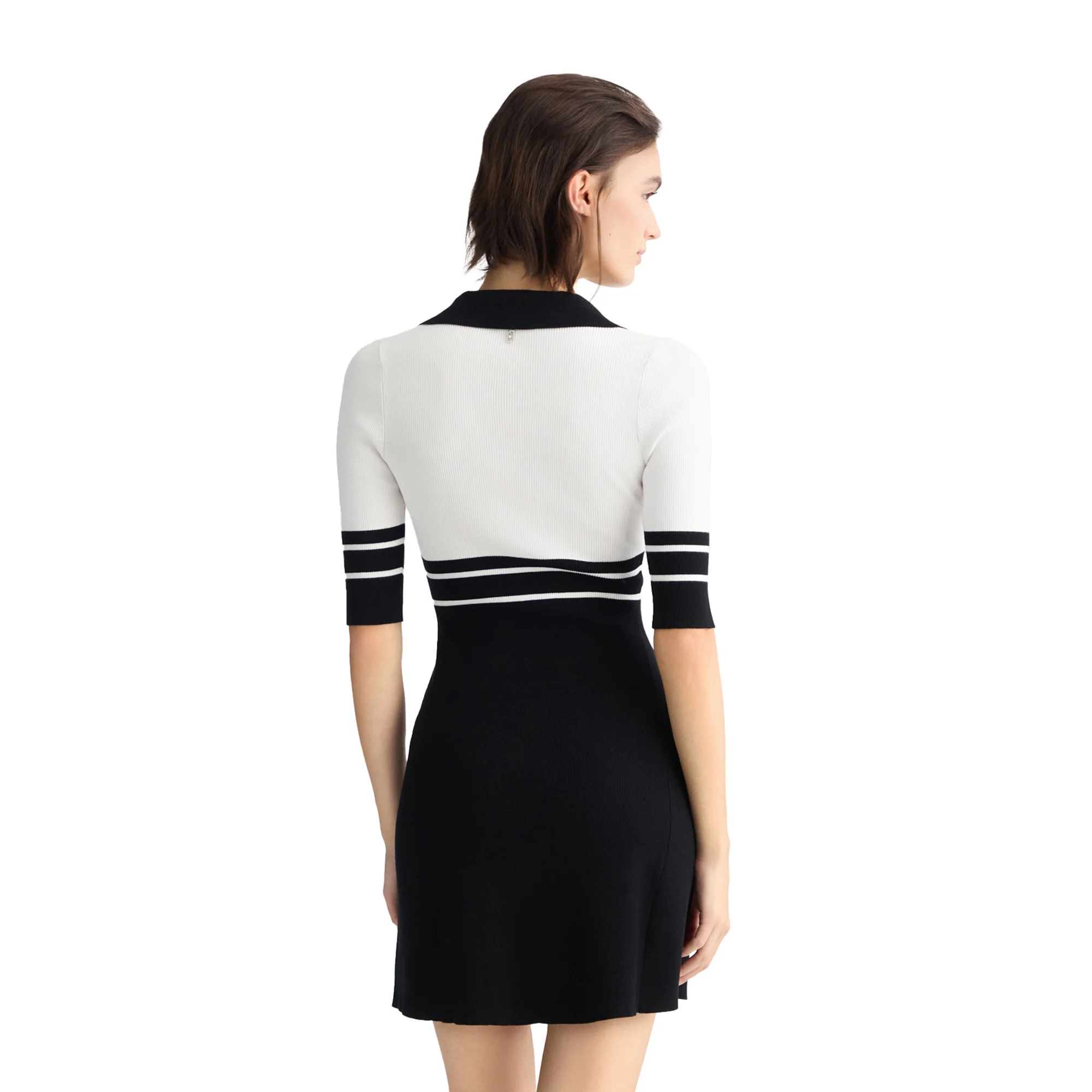 Abito corto Donna in maglia a coste Bianco/Nero - immagine 4