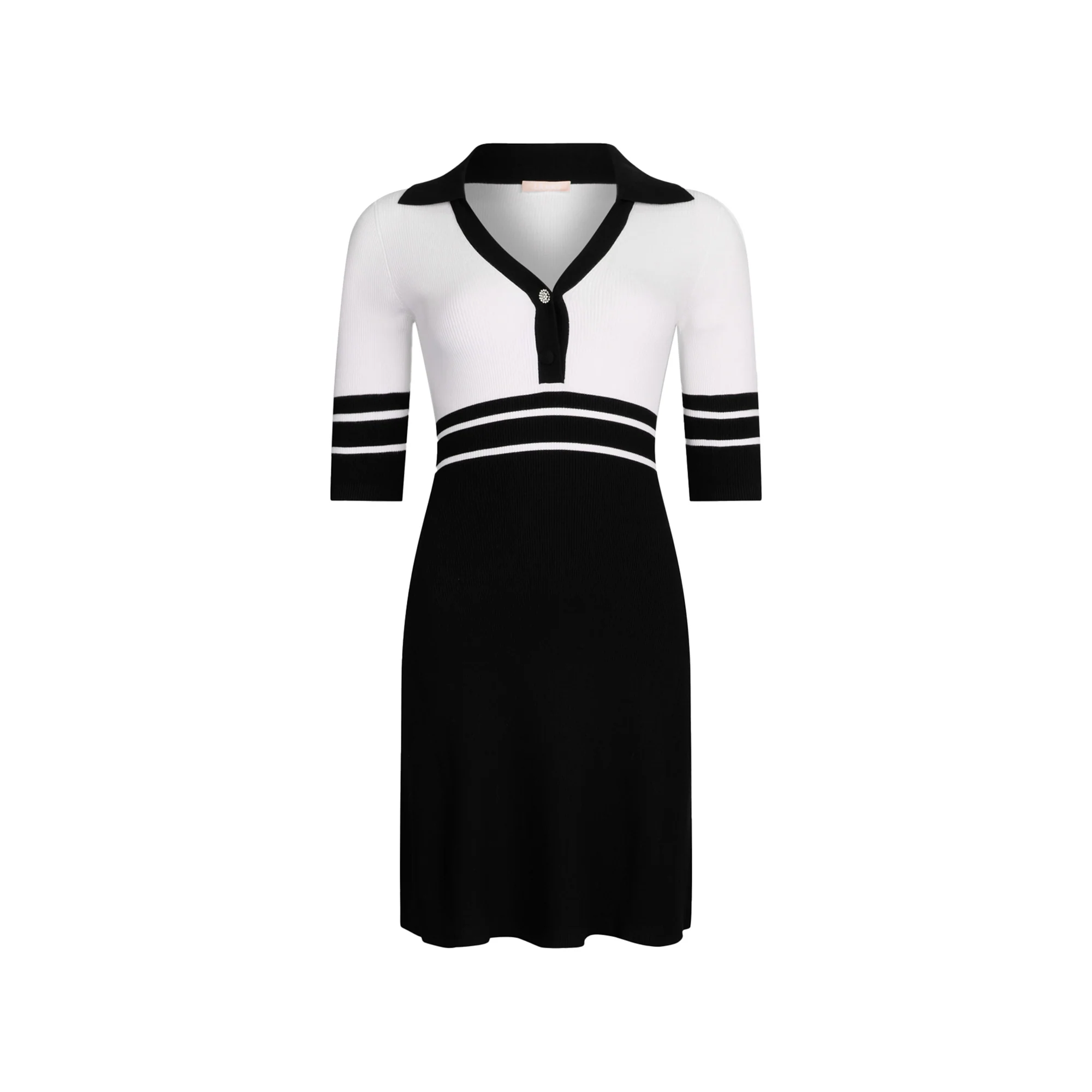 Abito corto Donna in maglia a coste Bianco/Nero - immagine 2