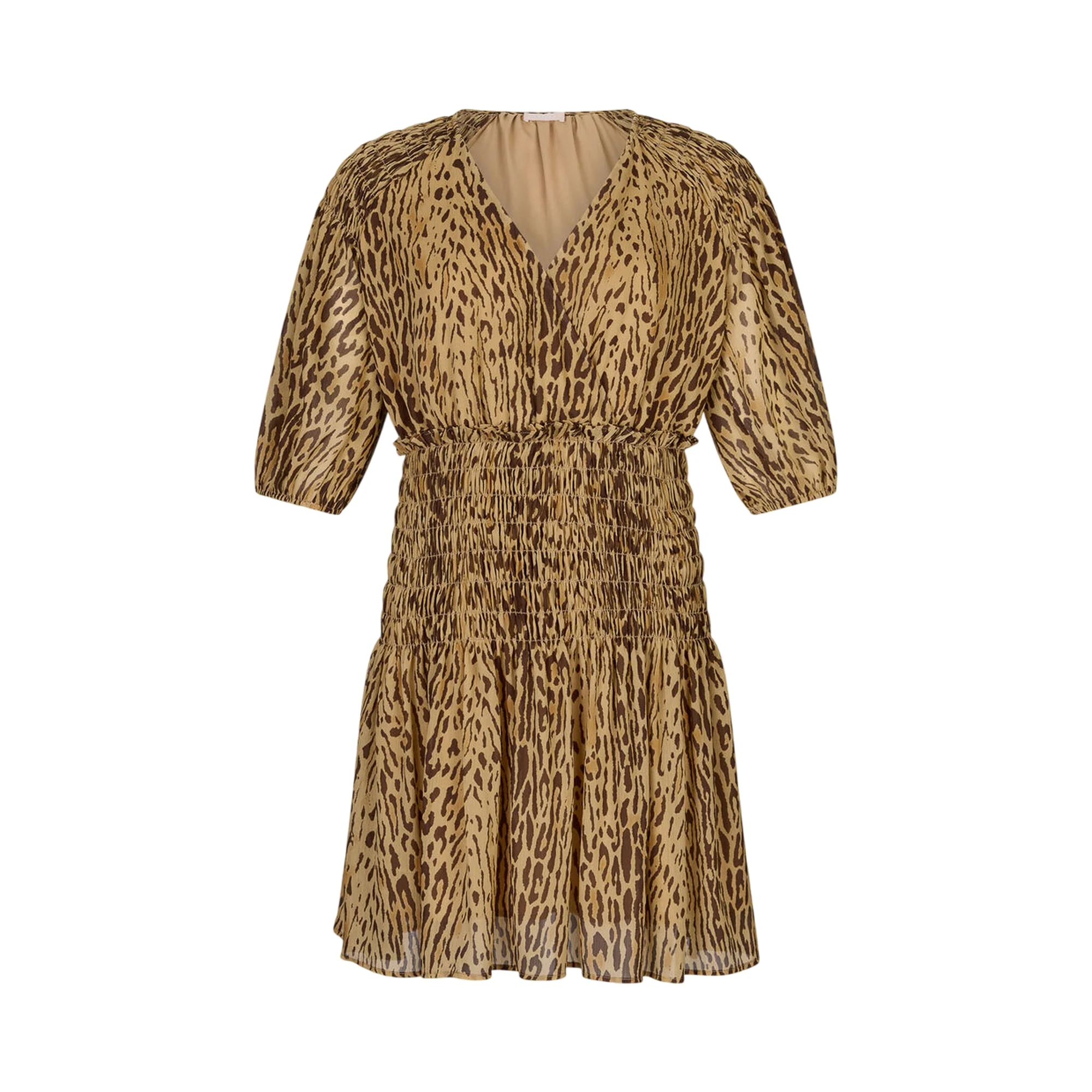 Abito corto animalier da Donna con elastico in vita - immagine 2