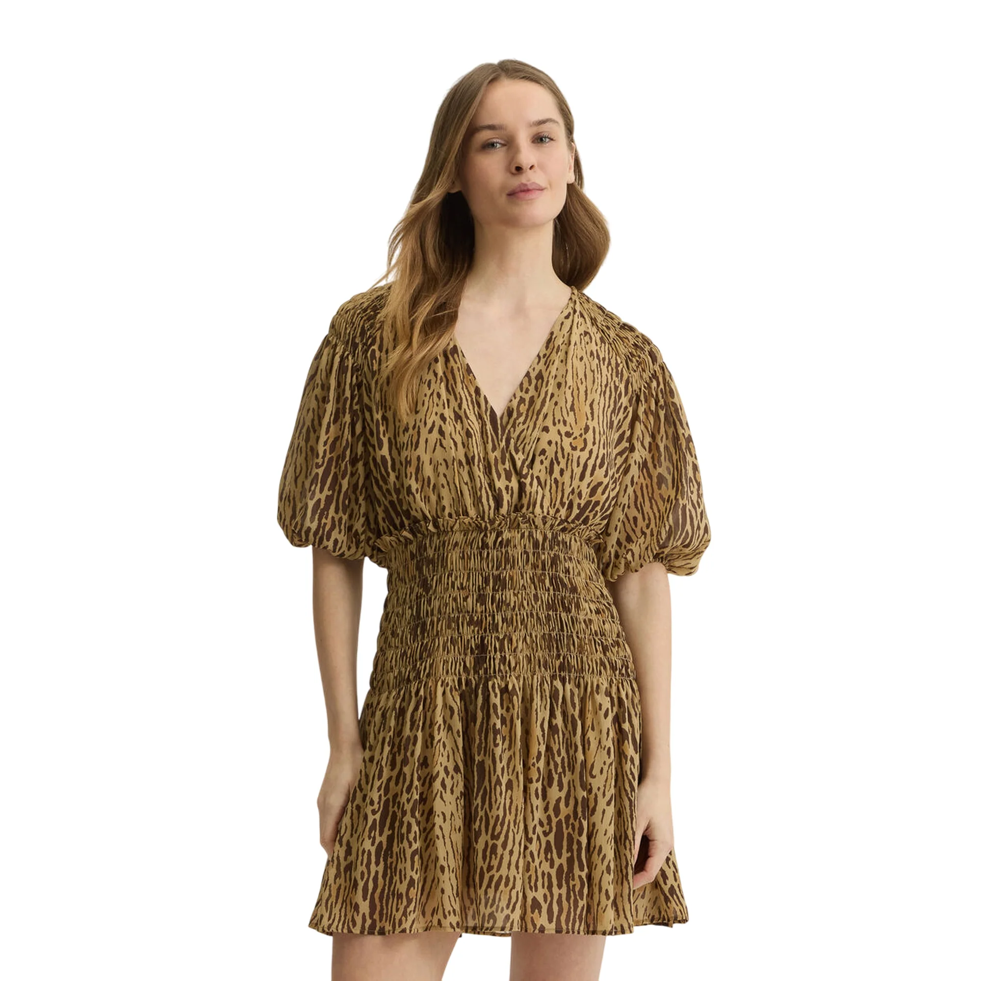 Abito corto animalier da Donna con elastico in vita - immagine 3