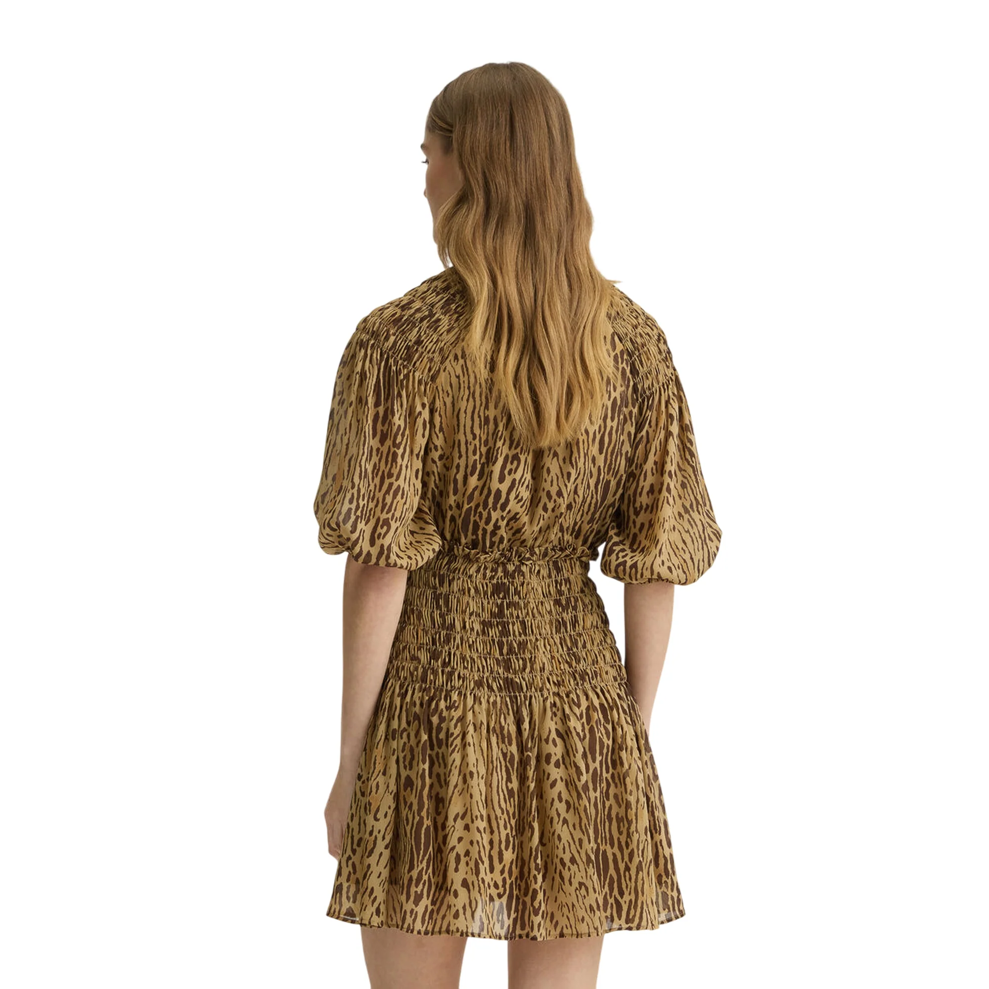 Abito corto animalier da Donna con elastico in vita - immagine 4
