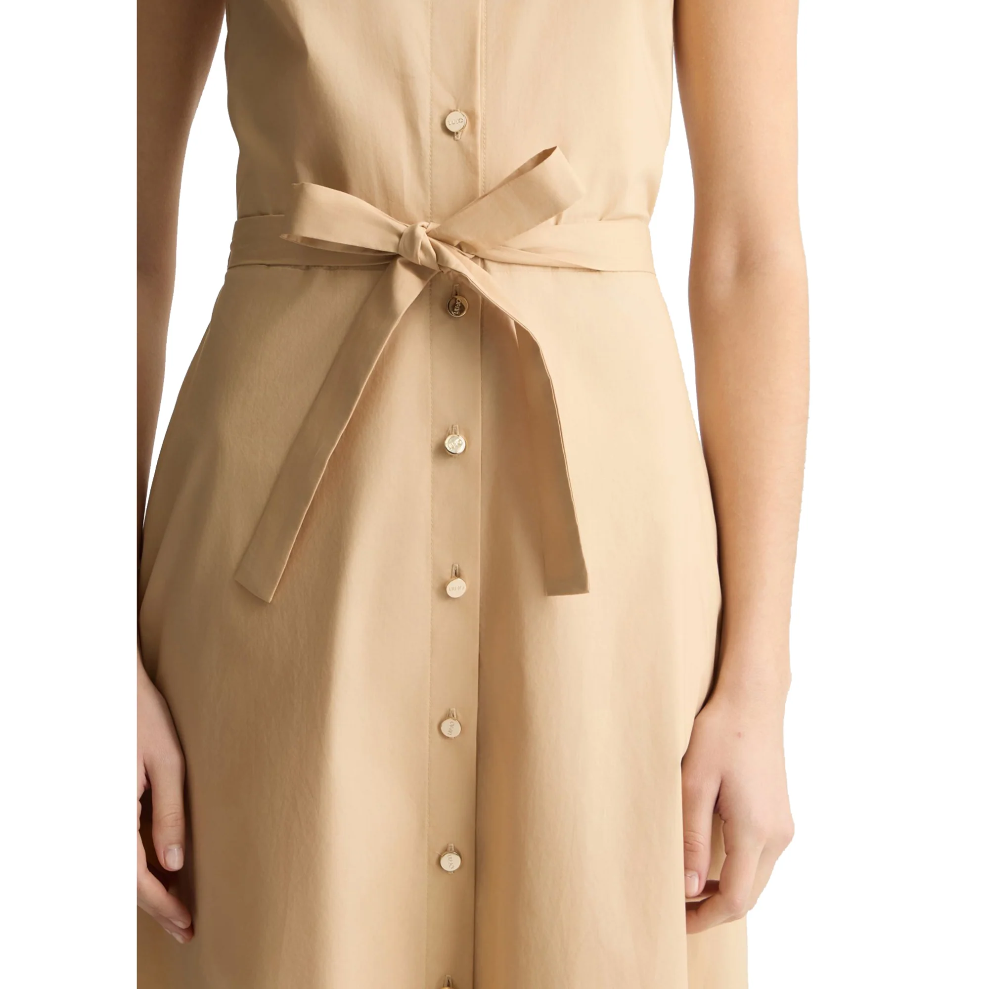 Abito lungo Donna chemisier in popeline Beige - immagine 5