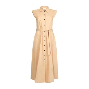 Abito lungo Donna chemisier in popeline Beige