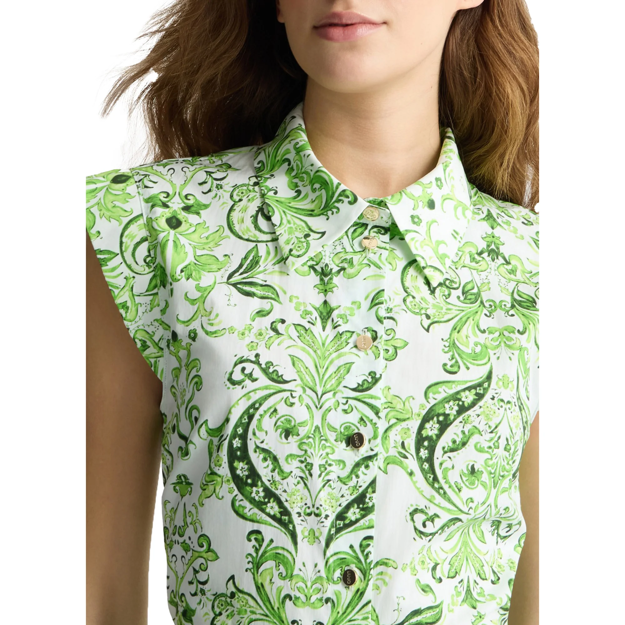 Abito lungo Donna chemisier stampa floreale Verde - immagine 5